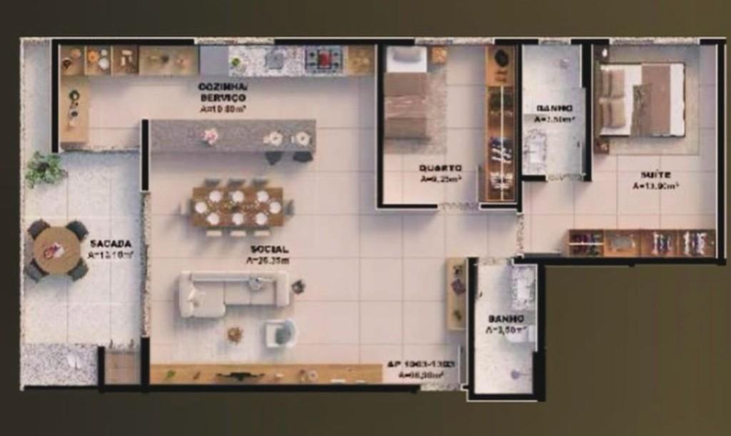 Apartamento em Pedra Branca, Palhoça. 2 quartos, 98m². Imagem 6 de 6